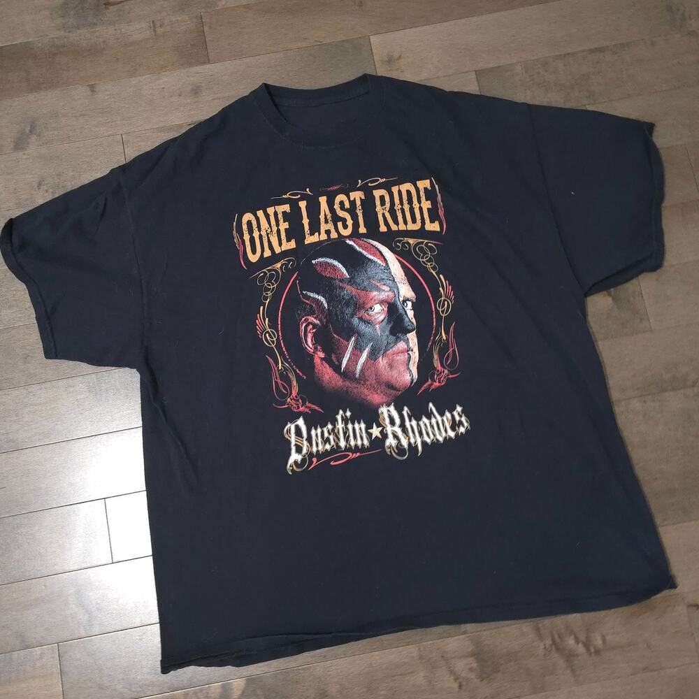 WWE Dustin Rhodes One Last Ride T Shirt XL Black Wrestling Graphic Tee WCW AEW - Picture 2 of 8